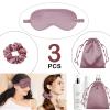 3Pcs Satin Eye Mask Silk Sleep Masks Set Silky Blindfold Eyeshade Blackout Eyes Cover Pouches Bag Scrunchy Wedding Gift view 2