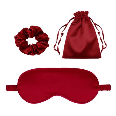 3Pcs Satin Eye Mask Silk Sleep Masks Set Silky Blindfold Eyeshade Blackout Eyes Cover Pouches Bag Scrunchy Wedding Gift