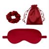 3Pcs Satin Eye Mask Silk Sleep Masks Set Silky Blindfold Eyeshade Blackout Eyes Cover Pouches Bag Scrunchy Wedding Gift view 1