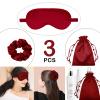 3Pcs Satin Eye Mask Silk Sleep Masks Set Silky Blindfold Eyeshade Blackout Eyes Cover Pouches Bag Scrunchy Wedding Gift view 2