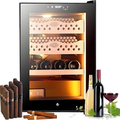 50L Electric Cigar Humidor Cabinet Refrigerated Humidifier with Temperature Control Stores 200-300 Cigars(Winecabinet)