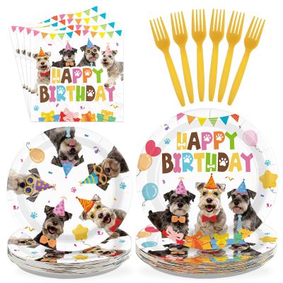 96 Pcs Schnauzer Birthday Party Decoration for Schnauzer Pet Serves 24