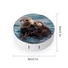 haigof Sea Otters Playing Water Swim Contact Lens Case Contact Lens Box Holder Storage Kit with Mirror for Travel Daily 3.1 In view 2