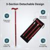 Uojeeong Handcrafted Solid Wood Walking Cane, 3-Section Detachable Brass Joints, Ergonomic Curved Handle, Heavy Duty 400+ lbs Support, Lightweight 0.88 lbs, Anti-Slip Rubber Tip, 34.6 in view 2