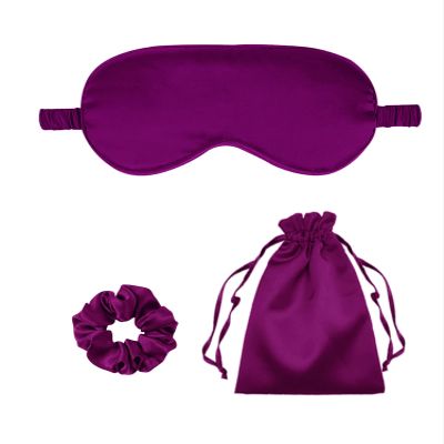 3Pcs Satin Eye Mask Silk Sleep Masks Set Silky Blindfold Eyeshade Blackout Eyes Cover Pouches Bag Scrunchy Wedding Gift