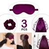 3Pcs Satin Eye Mask Silk Sleep Masks Set Silky Blindfold Eyeshade Blackout Eyes Cover Pouches Bag Scrunchy Wedding Gift view 2