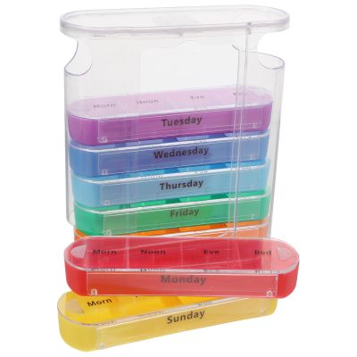 Cabilock 7-Day Weekly Pill Organizer Box with 4 Compartments, Portable Medication and Supplement Holder for Travel and Daily Use