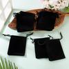 Boutigem 20Pcs Velvet Drawstring Pouches Black Rectangle Jewelry Pouches 90x70mm Small Velvet Gift Bags with Drawstring Candy Gift Bags for Wedding Favors Festival Party Jewelry Storage view 4