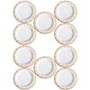 ARTIBETTER 10pcs White Plastic Decorative Serving Plates with Gold Lace Rim 7.5 Inch Disposable Dinner Plates for Party Barbecue Cake Meals view 1