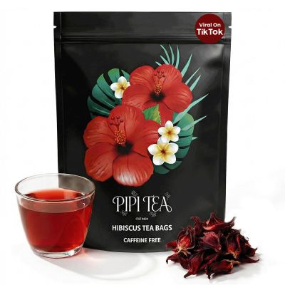Pipi Tea Hibiscus Tea Bags Organic,100% Natural Organic Hibiscus Tea Bags,Natural Sweet & Sour Flavor,Caffeine-Free,30 Bags (1 Bag)