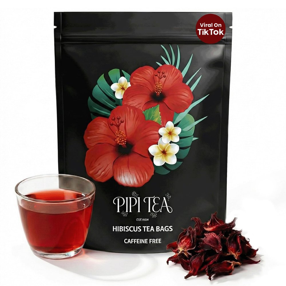 Pipi Tea Hibiscus Tea Bags Organic,100% Natural Organic Hibiscus Tea Bags,Natural Sweet & Sour Flavor,Caffeine-Free,30 Bags (1 Bag)