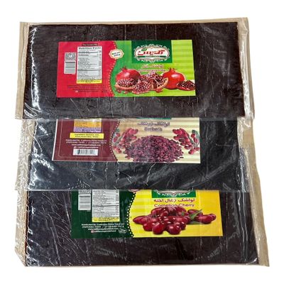 Fruit Leather () Lavashak Cornelian Cherry, Pomegranate & berberis Mix, Persian Style Natural Tart Snack, Pack of 3-10 oz (750g) total