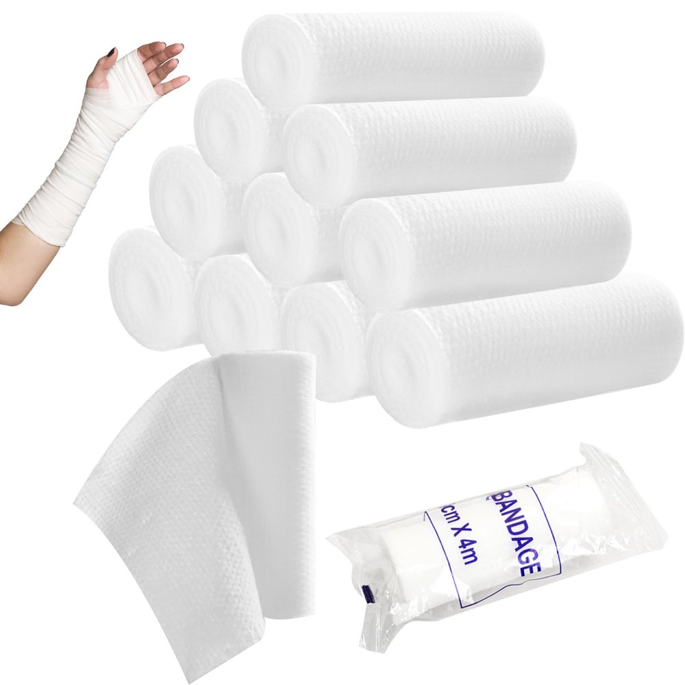 12 Pack Gauze Rolls Bandages 2.4" x 4yd Individually Wrapped Rolled Bandage Mummy Wraps Breathable for Wound Care