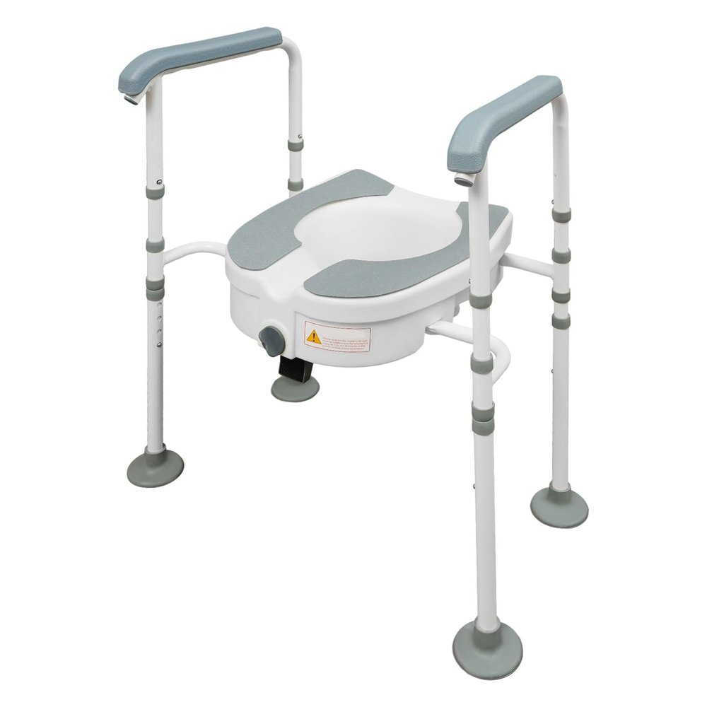 Elevated Toilet Seat with Arms, Toilet Seat Risers, Elevated Toilet Seat with Adjustable Height for Elderly Pregnant Surgery Recovery
