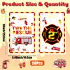 Haooryx Two the Rescue Party Bags - 50Pcs Firefighter 2nd Birthday Plastic Gift Bag Red Yellow Fire Truck Gift Warp Goodie Candy Treat Bags with Handle for Kids Two Years Old Birthday Party Supplies view 2