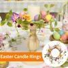 Easter Candle Rings with Speckled Eggs, 4 Pack 10.6" Mini Wreaths for Kitchen Cabinets | Spring Artificial Flower Pillar Candle Holder, Table Centerpiece & Window Decor (Multi) view 2