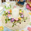 Easter Candle Rings with Speckled Eggs, 4 Pack 10.6" Mini Wreaths for Kitchen Cabinets | Spring Artificial Flower Pillar Candle Holder, Table Centerpiece & Window Decor (Multi) view 4