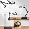 15X Real Glass Magnifying Lamp, 3-in-1 LED Desk Lamp with Base Clamp & Floor Stand, 5 Color Modes Stepless Dimmable, Adjustable Swing Arm, for Mom Sewing Reading Repair view 1