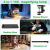 15X Real Glass Magnifying Lamp, 3-in-1 LED Desk Lamp with Base Clamp & Floor Stand, 5 Color Modes Stepless Dimmable, Adjustable Swing Arm, for Mom Sewing Reading Repair view 3