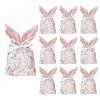 10 Pcs Easter Velvet Bunny Gift Bags with Drawstring, Easter Treat Bags Cute Rabbit Ear Candy Goodie Reusable Party Favors for Birthday Party Egg Hunt Stuffer Basket Holiday Decoration view 1