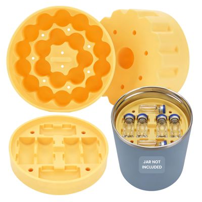 3ml Vial Insert (1 Short +2 Tall) Compatible with Hydrapeak Food Jars,Vial Insert Peptide Storage Set for 32/25/18oz Hydrapeak Food Thermos, Maximum Hold 48 Vials, Yellow.(No vials/Jar Included)