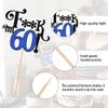 1 Pack 60th Birthday Cake Topper Glitter Sixty Hello 60 Cherrs to 60 Cake Pick I'm 60 Funny 60 Cake Decorations for Men Women 60th Birthday Anniversary Party Supplies Black Blue view 3