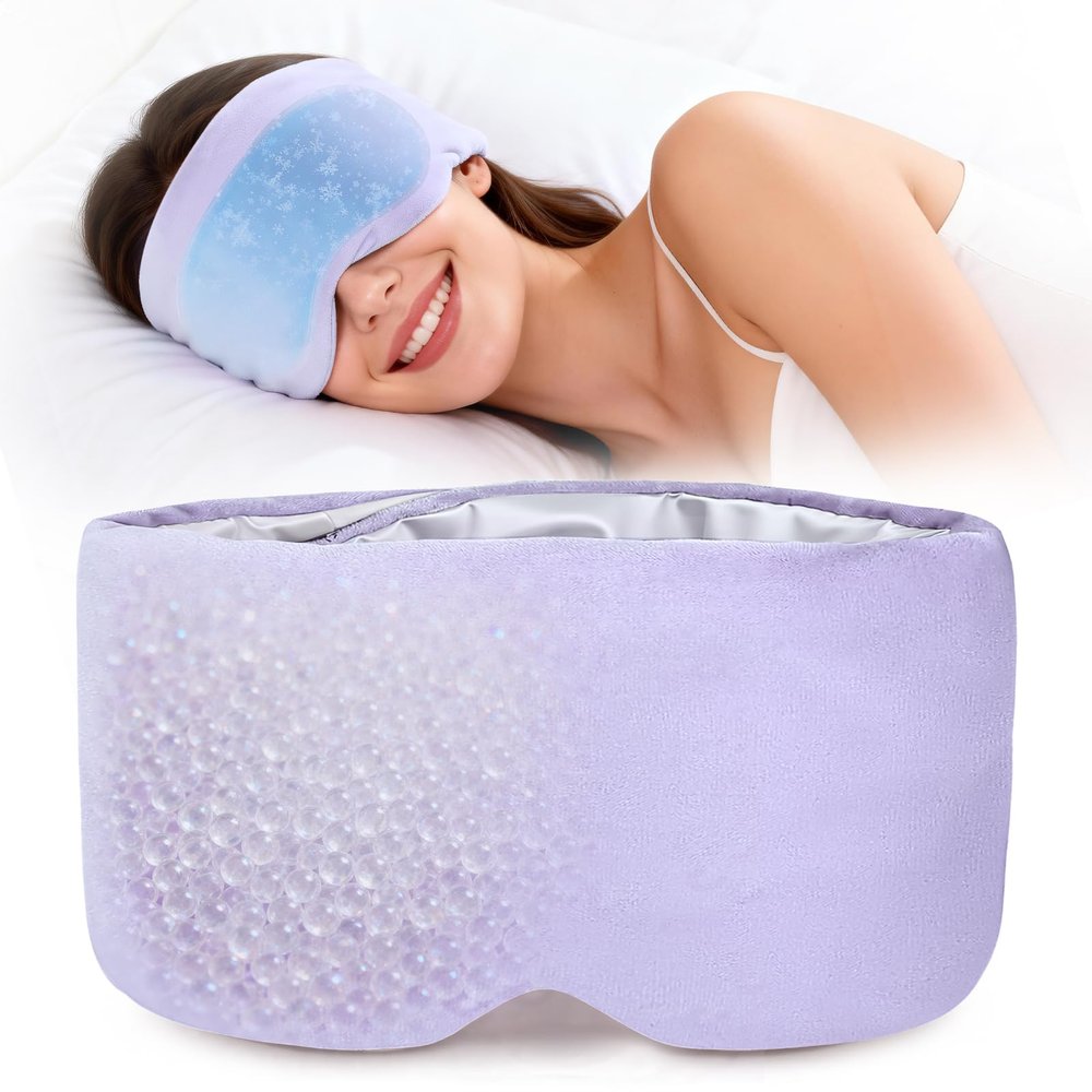 2026 Upgraded Weighted Eye Mask, Reversible Blackout Sleep Mask for Women & Men, Heated & Cooling Eye Mask for Dry Eyes, Adjustable Velcro Strap for Sleeping, Traveling & Meditation