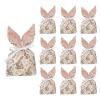 10 Pcs Easter Velvet Bunny Gift Bags with Drawstring, Easter Treat Bags Cute Rabbit Ear Candy Goodie Reusable Party Favors for Birthday Party Egg Hunt Stuffer Basket Holiday Decoration view 1