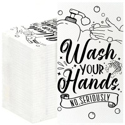 200 Pack Wash Your Hands Disposable Hand Towels for Bathroom Paper Towels for Guests Etiquette Guest Dinner Napkins Decorative Paper Hand Towels for Bathroom Wedding Birthday Anniversary