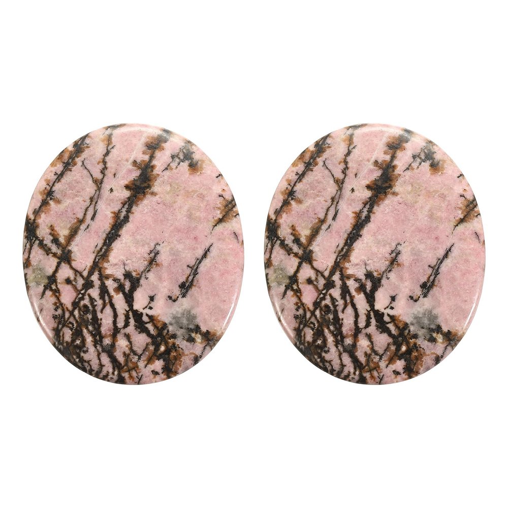 MECCANIXITY 2 Pcs Thumb Worry Stone for Anxiety, Rhodochrosite Relief Crystals Hand Thumb Stones Pocket Gems Natural Polished for Yoga Meditation Relief
