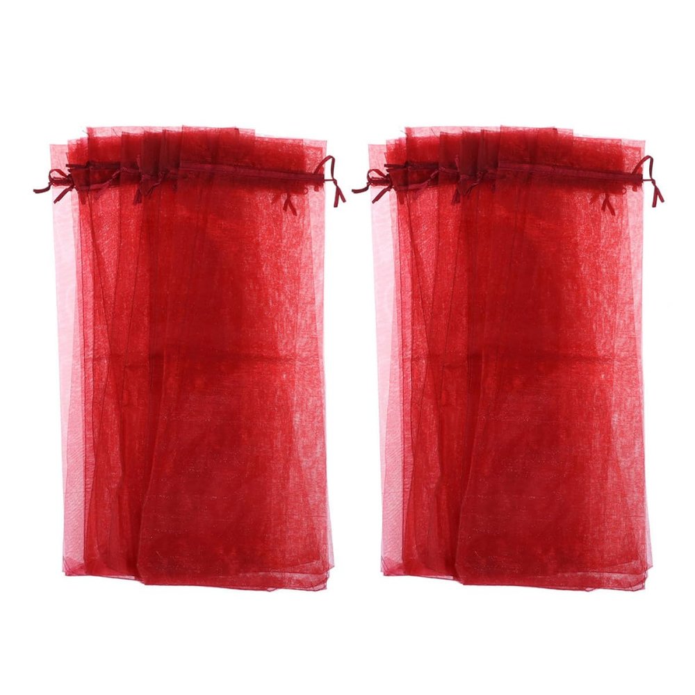 UTHCLO 20 Pcs Sheer Organza Wine Bottle Gift Bags Red 37x15cm
