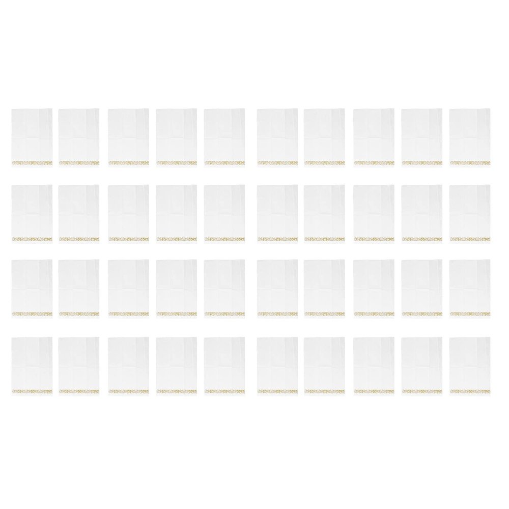 40PCS Gold Trim Linen - Feel Disposable Napkins, Elegant White Dinner Napkins with Gold Edge for Wedding Party, Soft Absorbent Paper Napkins for Events and Catering