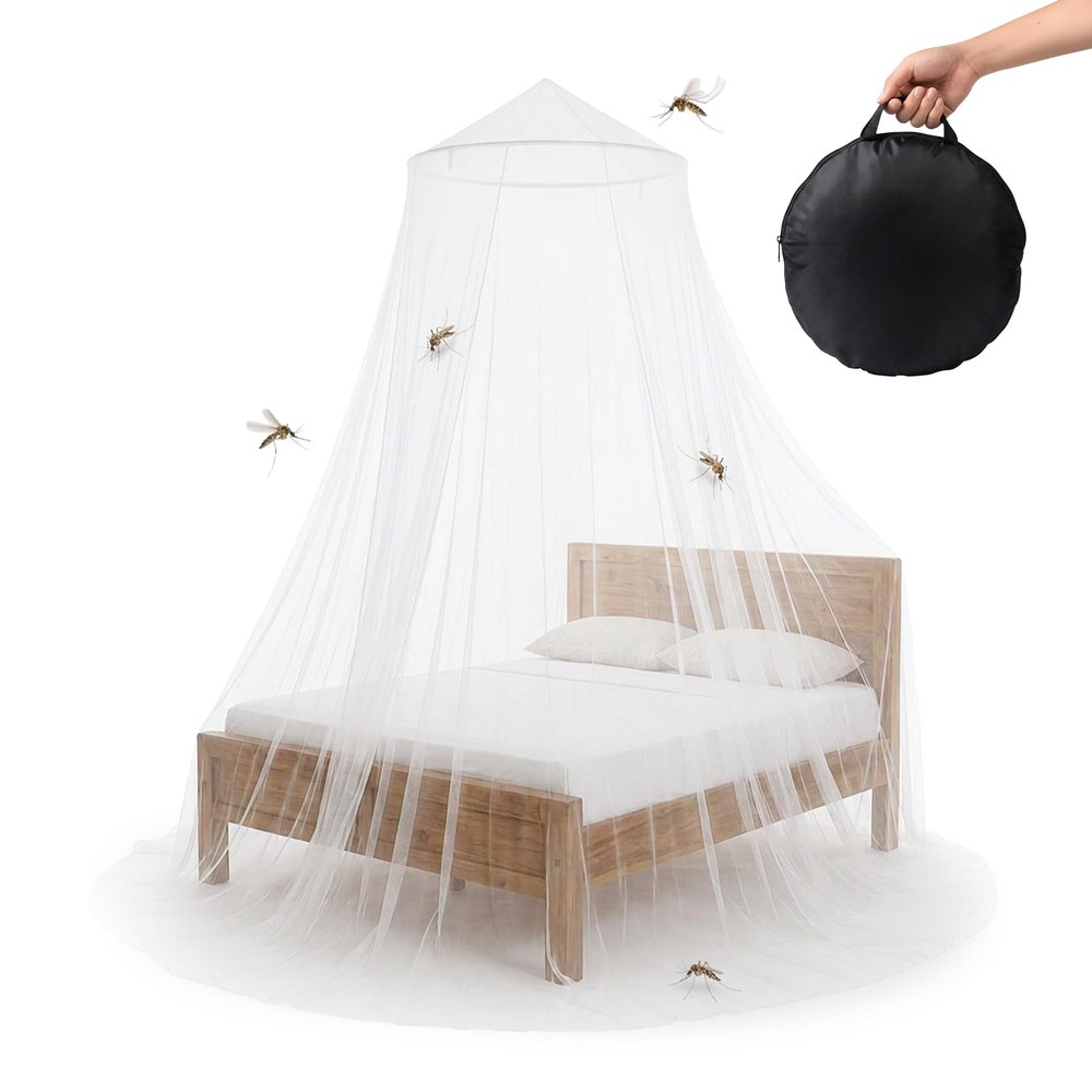 Relaxdays Mosquito Net for Bed, XXL, 250 x 60 x 60 cm, White, Home & Travel, with Bag