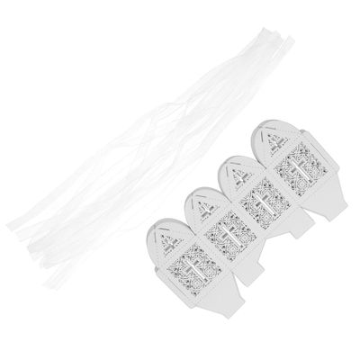 HIAKDOFT 20pcs Christian Cross Hollow Candy Storage Boxes White Wedding Favor Packaging Boxes with Ribbon for Party Guests