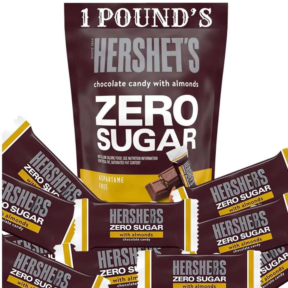Zero Sugar Chocolate Candy Bag, Zero Sugar Assorted Flavors, for Special Occasions 1 Pound, Includes SPECIAL Dark Chocolate, Milk Chocolate, Caramel Filled Candies,and almond (Almond)