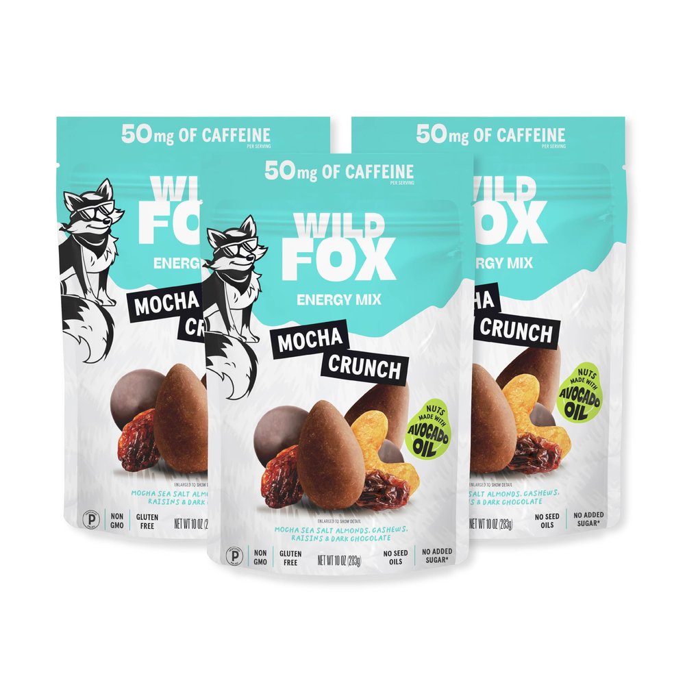 Wild Fox Trail Mix Healthy Plant-Based Snack Made With Pure Avocado Oil And No Refined Sugar Or Seed Oils Ideal For Vegan Gluten-Free And Paleo Diets, Mocha Crunch Energy Mix, 10 Ounce (Pack of 3)