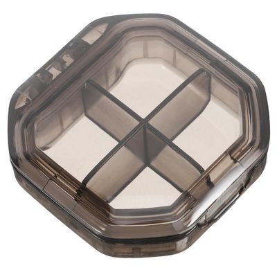 SOLUSTRE Portable Weekly Pill Organizer with 4 Separate Compartments, Small Gray Travel Medicine Case, Moisture-Proof Mini Daily Pill Container for Purse and On-the-go Medication Storage