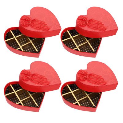 Abaodam Heart-shaped Chocolate Storage Boxes 4pcs, Small Crimson 10-compartment Boxes for Valentines and Mothers Day, Paper Packing Containers