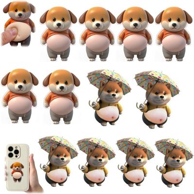 12pc 3D Shiba Inu Dog Belly Stickers,Super Soft Silicone Dimensional Belly Anti-Collision Sticker,Cute Cartoon Big Bellys Puppy Cushioned Protectors Stickers for Phones,Cars & Home Use (12b)