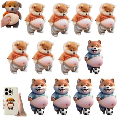 12pc 3D Shiba Inu Dog Belly Stickers,Super Soft Silicone Dimensional Belly Anti-Collision Sticker,Cute Cartoon Big Bellys Puppy Cushioned Protectors Stickers for Phones,Cars & Home Use (12c)