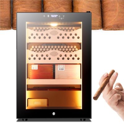 50L Electric Cigar Humidor Cabinet Cigar Cooler with Intelligent Temperature Humidity Control Glass Door Display(Cigarcabinet)
