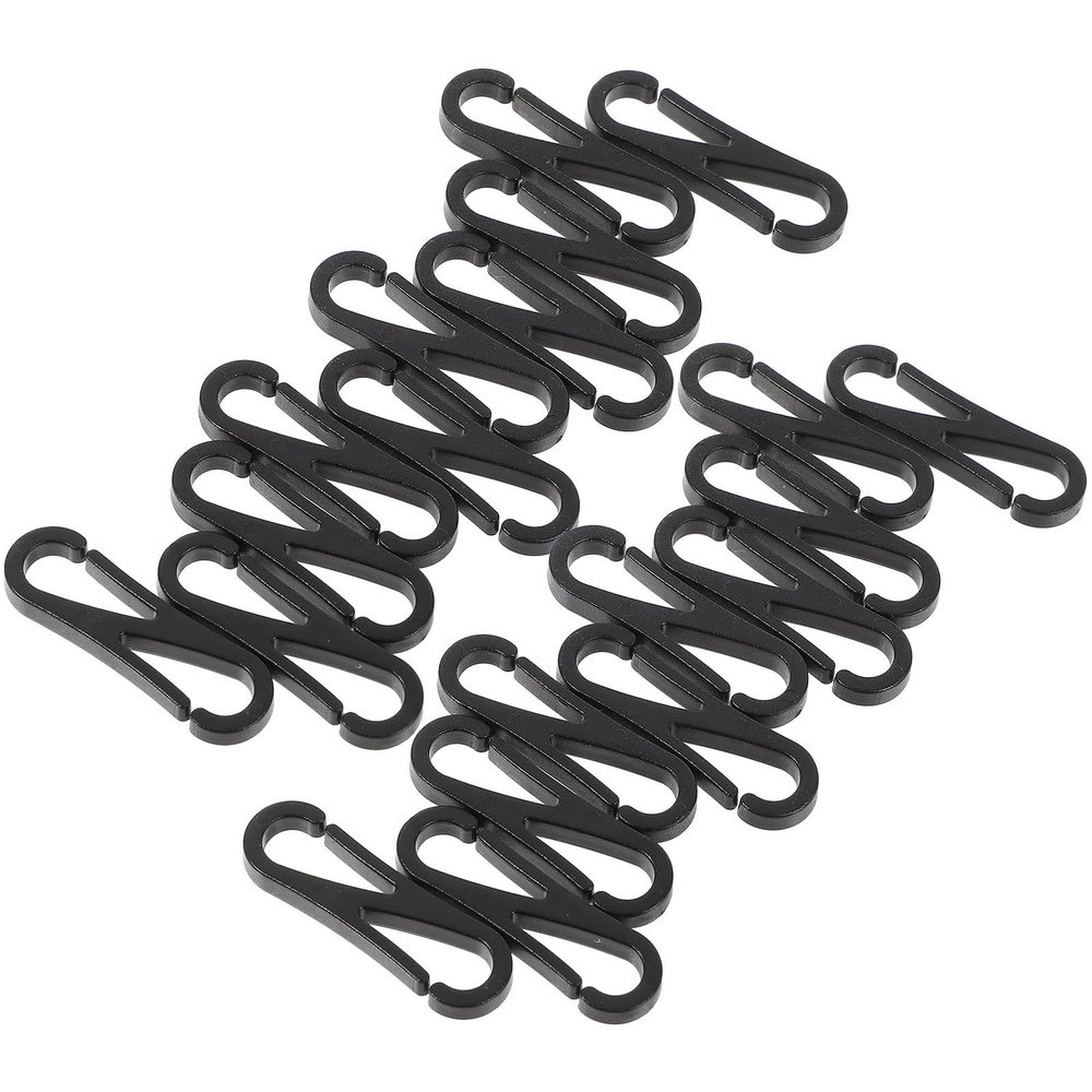 Beatifufu 100pcs Black Plastic Mask Hanging Hooks Strap Extenders with Buckles 31x9mm Anti-Lost Rope Accessories for Outdoor Sports and Daily Use