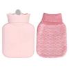 MOPFOL 500ml Silicone Hot Water Bottle with Knitted Cover Leak-Proof Portable Reusable Hand Warmer for Home Warmth and Travel(Pink) view 1