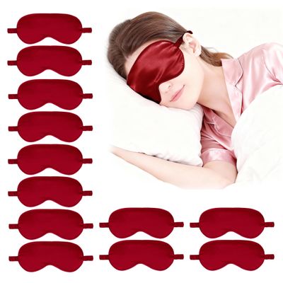 12PACK Silky Sleep Masks Satin Eye Mask Silk Eyes Cover for Sleeping Blackout Eyeshades Soft Blindfold Travel Nap Gifts