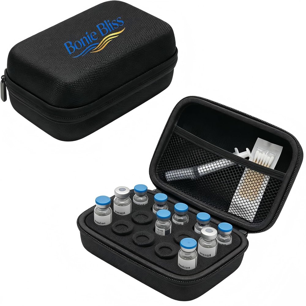 Bonie Bliss 15 Slots Insulin Vial Case, Peptide case for Fridge, Vial Protector Case, Peptide Holder, Standard 3ml and 10ml Vial, Black