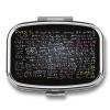 Math Formula Pill Organizer with 2 Compartments Metal Square Pill Case Small Pill Box Portable Medicine Box Slim Travel Pill Container Medicine Organizer for Daily Use view 1