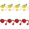 Cabilock 8pcs Silicone Straw Toppers Covers Cute Animal Dust Caps Straw Tips Covers for Science Supplies Reusable Drinking Caps for Party and Travel view 1
