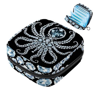 Sanitary Pad Storage Bag Octopus Large Capacity Period Pouch Menstrual Pads Bags Reusable Tampon Storage Pouch for Women Girls Teens First Period Gift