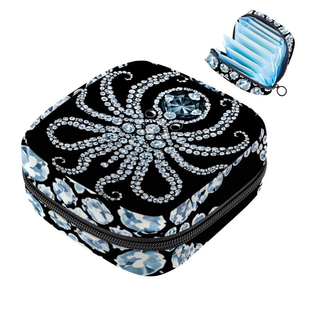 Sanitary Pad Storage Bag Octopus Large Capacity Period Pouch Menstrual Pads Bags Reusable Tampon Storage Pouch for Women Girls Teens First Period Gift