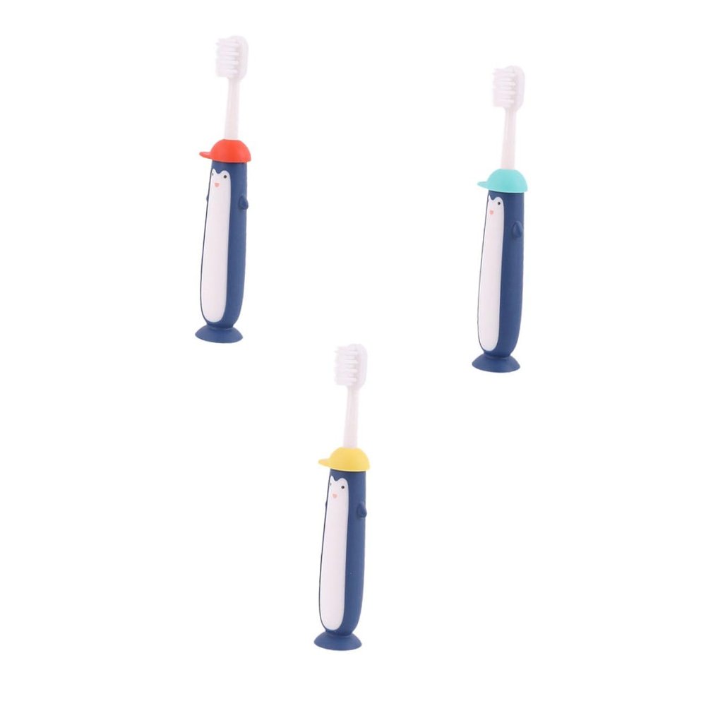 Abaodam Cartoon Toothbrush 3pcs Soft Bristles Manual Teeth Cleaning Brush for Ages 3-12 with Blue, Yellow, Red Handles, Pediatric Dental Care Tool for s Oral Hygiene Random Color